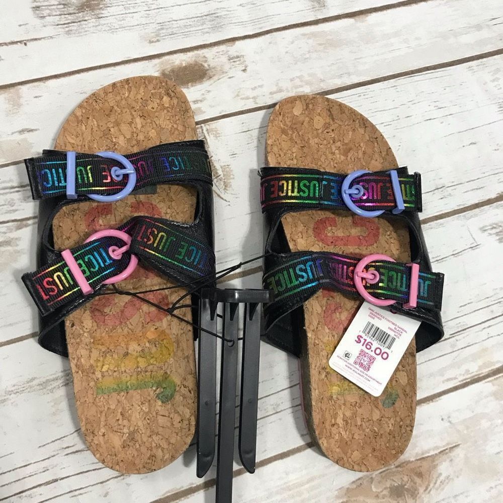 Justice Girl’s Sandals Slides Shoes Size 5 New